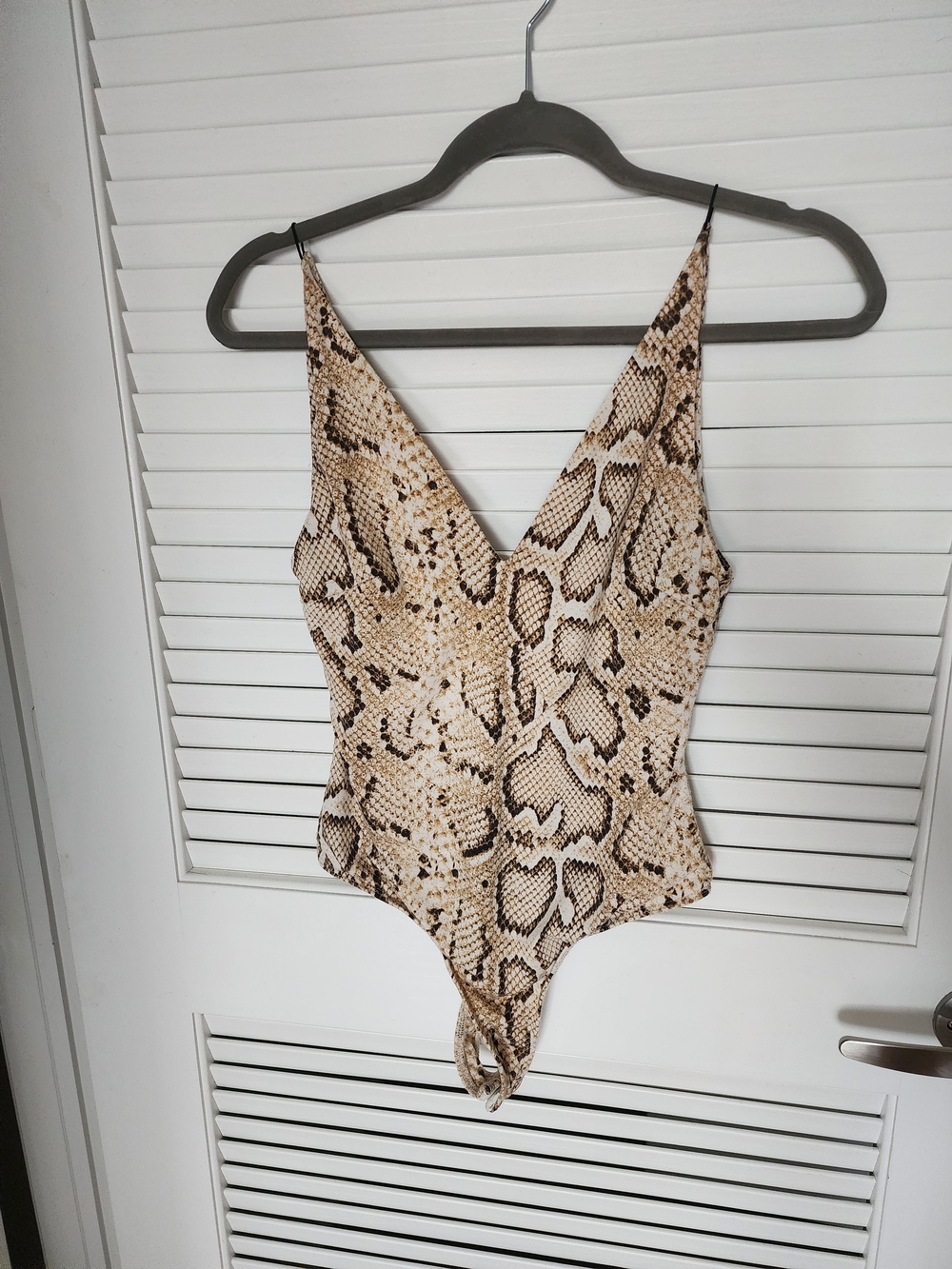 ASTR Beige Snake Print Bodysuit